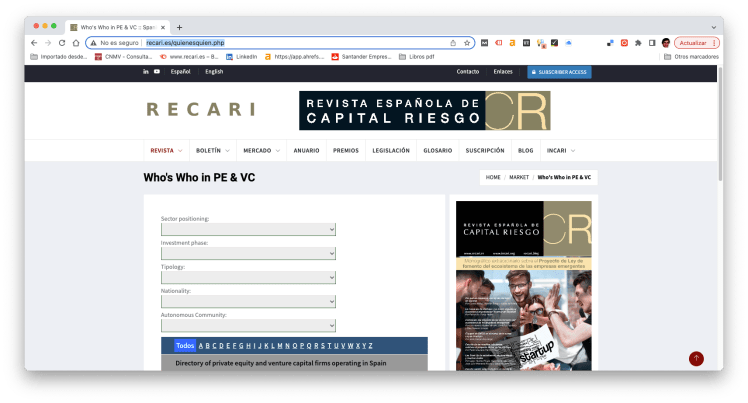 Quién es Quién en Inversores en Capital Riesgo de (RECARI)